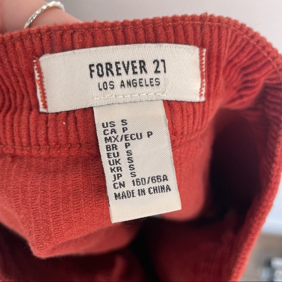 Forever 21 Skirt Womens Size Small Red Orange Corduroy Zip Up Retro Style Short - Picture 8 of 8